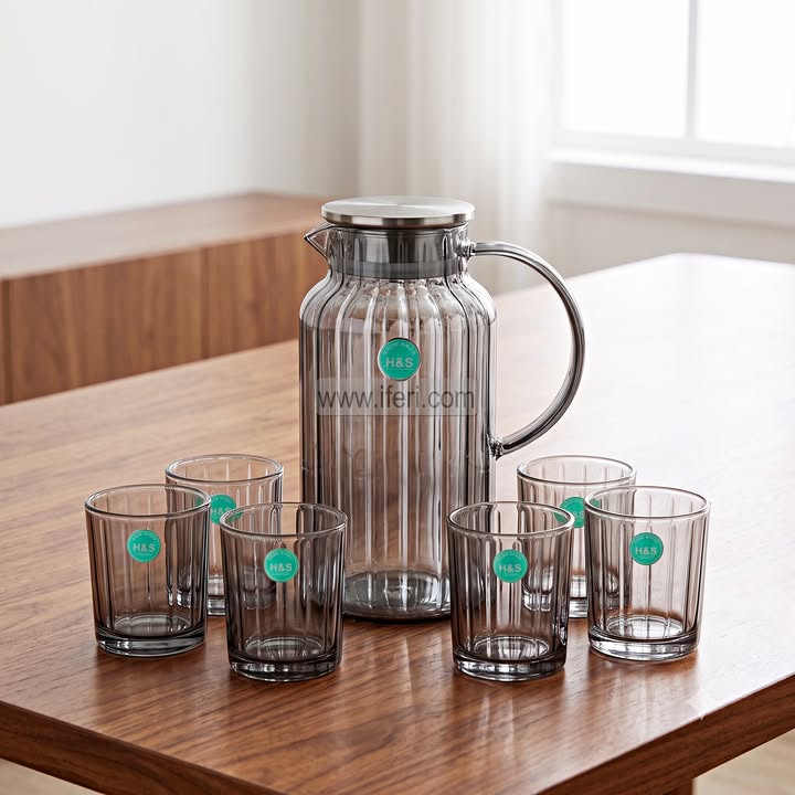 7 Pcs Glass Water Juice Jug & Glass Set BS172