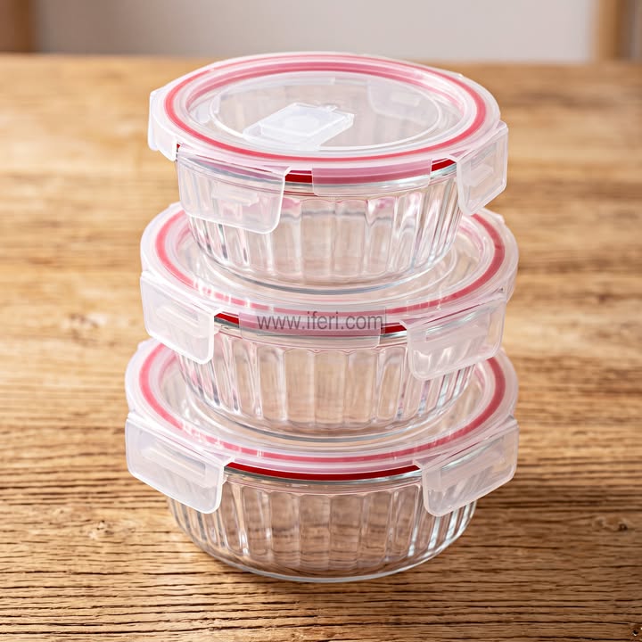 3 Pcs Oven Proof Glass Food Container Set BS153