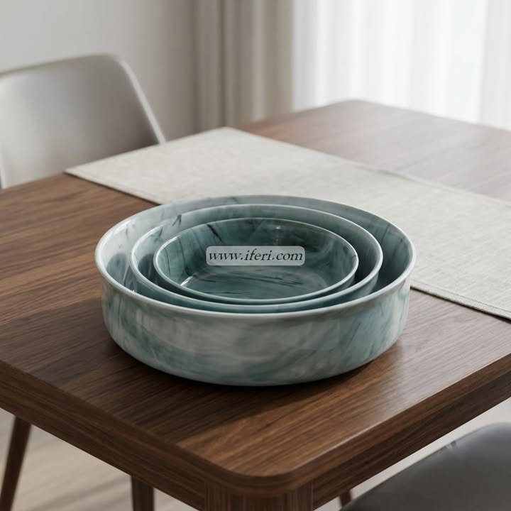 3 Pcs Marble Design Ceramic Serving Bowl Set CGA0481