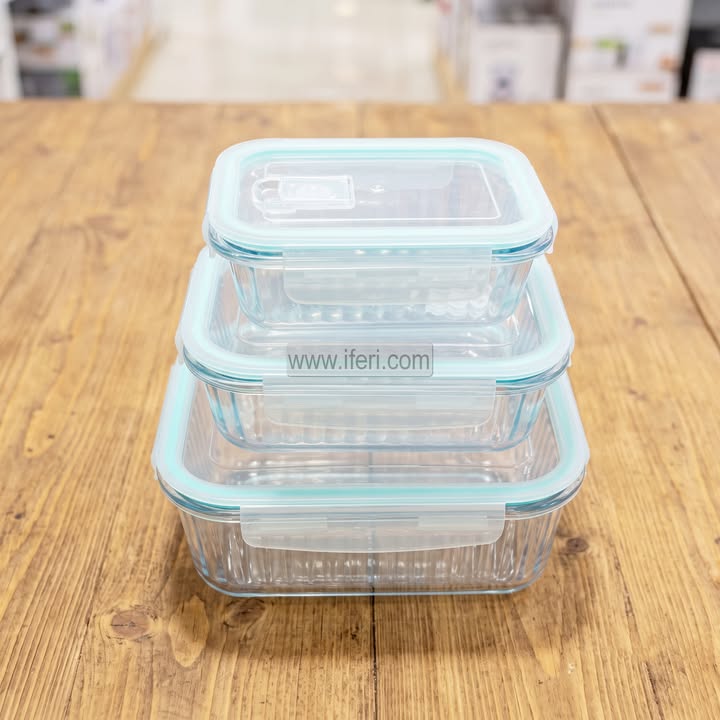 3 Pcs Oven Proof Glass Food Container Set BS155