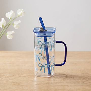 5.4 Inch Glass Juice Sipper Mug with Straw BS180