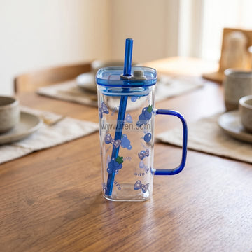 5.4 Inch Glass Juice Sipper Mug with Straw BS179