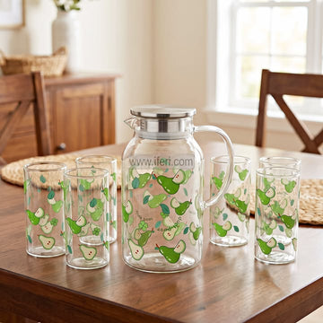 7 Pcs Borosilicate Glass Water Juice Jug & Mug Set BS166