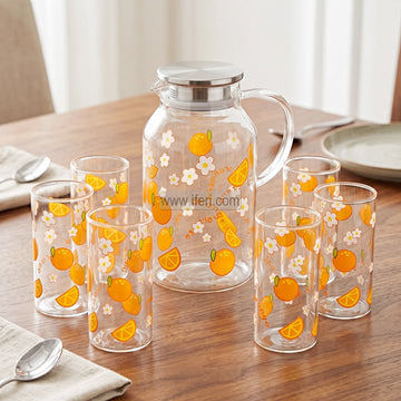 7 Pcs Borosilicate Glass Water Juice Jug & Mug Set BS184