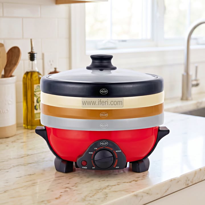 Magic Gold 5.5 Liter 4 Pot 4 Lid Electric Multi Cooker MGMC5.5