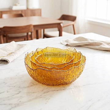 3 Pcs Golden Rim Glass Serving Bowl Set RH0631