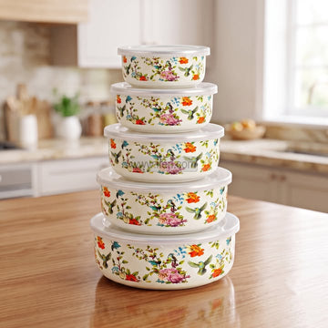 5 Pcs Enamel Food Container Set IQ145