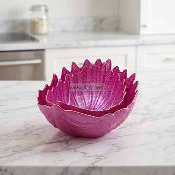 3 Pcs Golden Rim Glass Serving Bowl Set RH0622