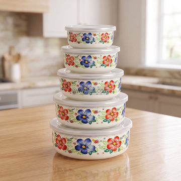 5 Pcs Enamel Food Container Set IQ146