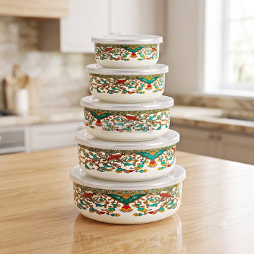 5 Pcs Enamel Food Container Set IQ143