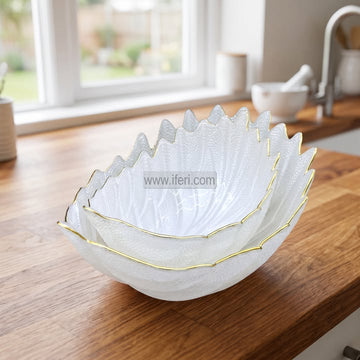 3 Pcs Golden Rim Glass Serving Bowl Set RH0624