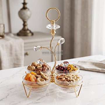 4 Pcs Glass Dried Fruit, Candy, Dessert Serving Bowl with Stand IQ148