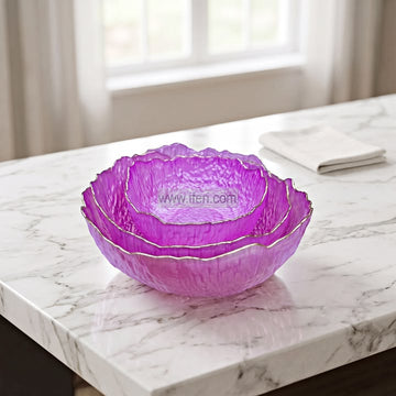 3 Pcs Golden Rim Glass Serving Bowl Set RH0630