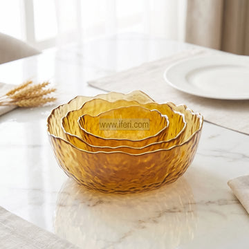 3 Pcs Golden Rim Glass Serving Bowl Set RH0631