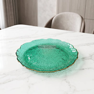 1 Pcs 10.5 Inch Exclusive Golden Rim Glass Full Plate TZ1223