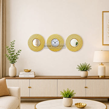 3 Pcs Decorative Mirror & Wall Clock Set TZ1153