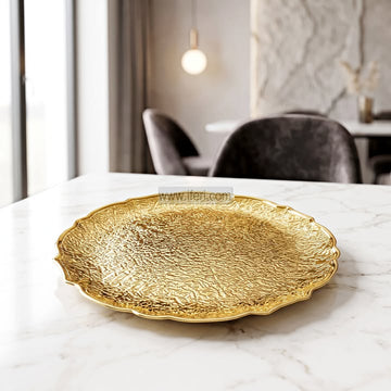 1 Pcs 12.5 Inch Exclusive Golden Resin Serving Plate TZ1285B