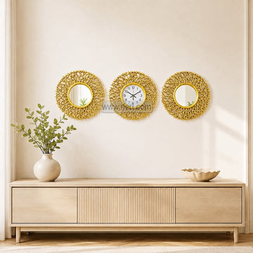 3 Pcs Decorative Mirror & Wall Clock Set TZ1154