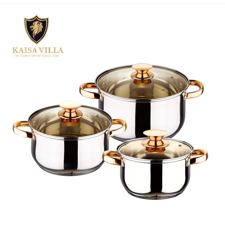 3 Pcs Stainless Steel Cookware Set with Lid W-2003