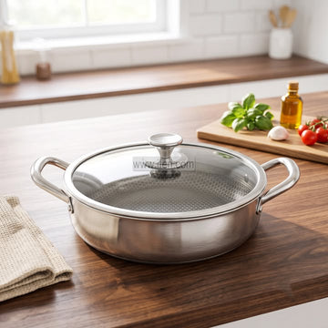 26cm Uncoated Honeycomb Design Stainless Steel Non-Stick Cookware / Multipan with Lid TB1741