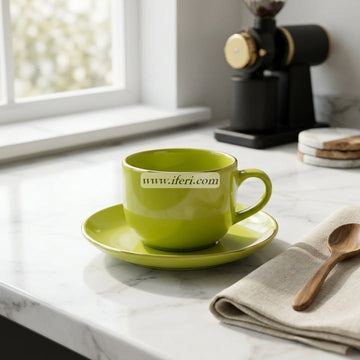 12 Pcs Silver Rim Ceramic Tea Cup & Saucer Set CGA0495