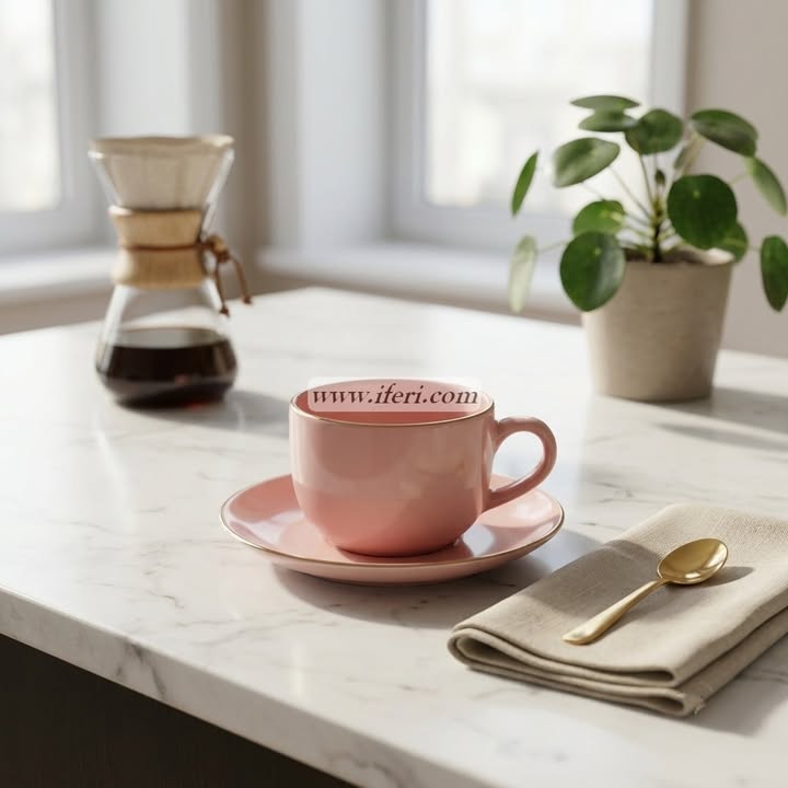 12 Pcs Silver Rim Ceramic Tea Cup & Saucer Set CGA0497