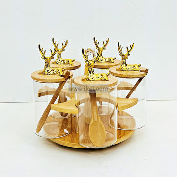 5 Pcs Glass Spice Jar with Revolving Stand TG10773