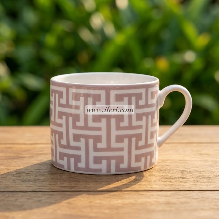 Pink & White Geometric Ceramic Coffee Mug CGA0500