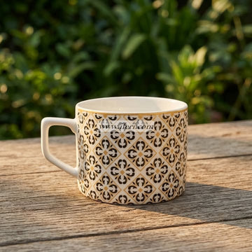 Black & Gold Floral Pattern Ceramic Coffee Mug CGA0506