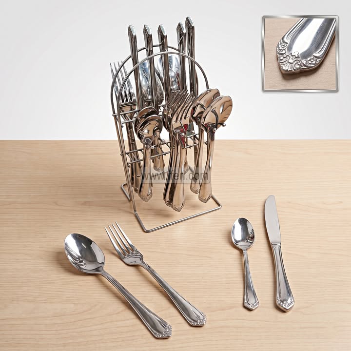 24 Pcs Stainless Steel Cutlery Set with Stand TB1760
