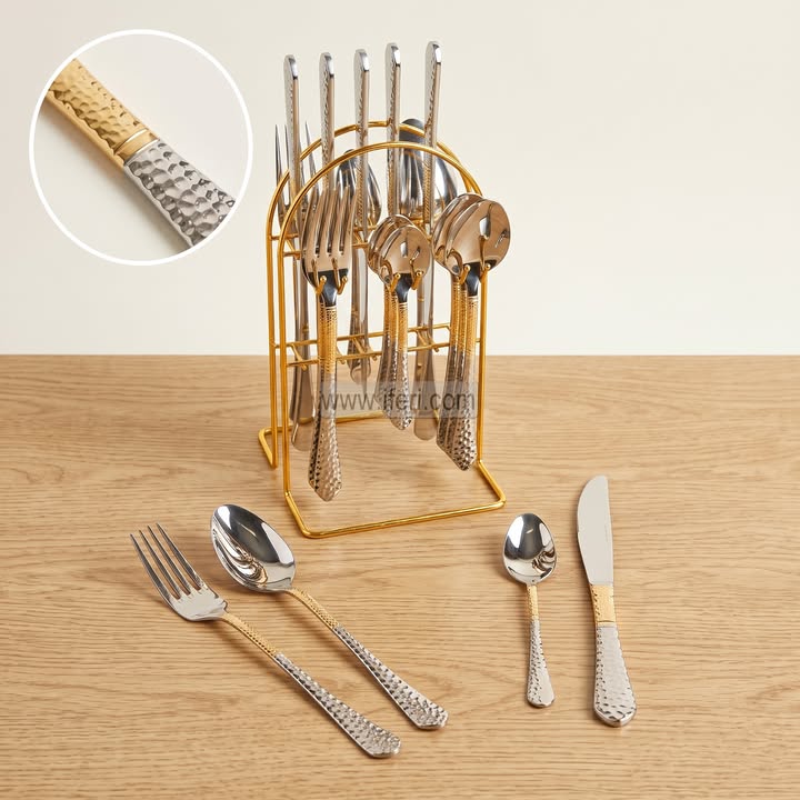 24 Pcs Stainless Steel Cutlery Set with Stand TB1756