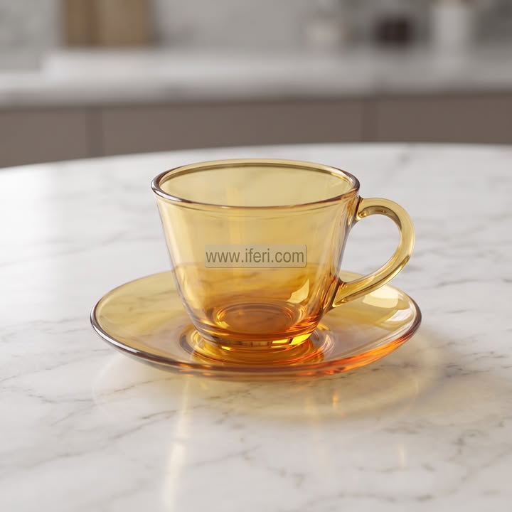 12 Pcs Glass Tea Cup & Saucer Set TB1820