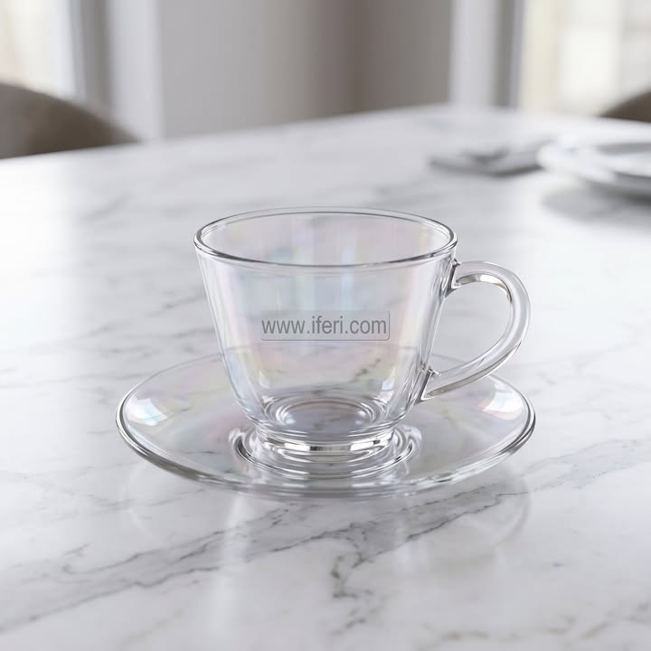 12 Pcs Rainbow Glass Tea Cup & Saucer Set TB1821