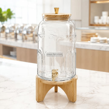 16 Inch Glass Juice Dispenser with Bamboo Stand HR2561