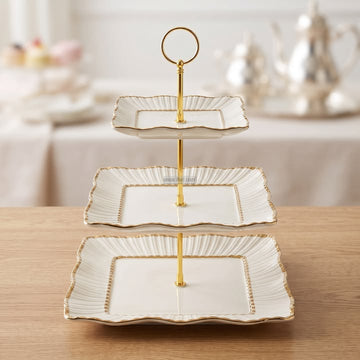 3 Tier Ceramic Cake, Dessert, Appetizer Serving Platter / Stand HR2570