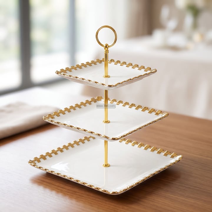 3 Tier Ceramic Cake, Dessert, Appetizer Serving Platter / Stand HR2567