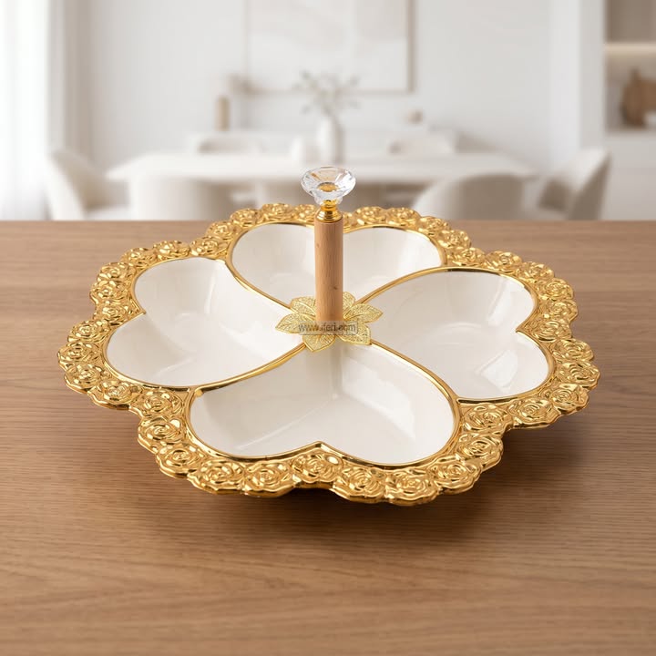 4 Part Ceramic Appetizer, Condiment, Dry Fruit Serving Dish HR2565