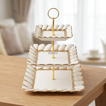 3 Tier Ceramic Cake, Dessert, Appetizer Serving Platter / Stand HR2569