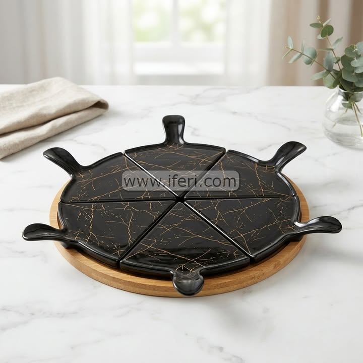 6 Pcs Revolving Ceramic Pizza Serving Dish RY64924