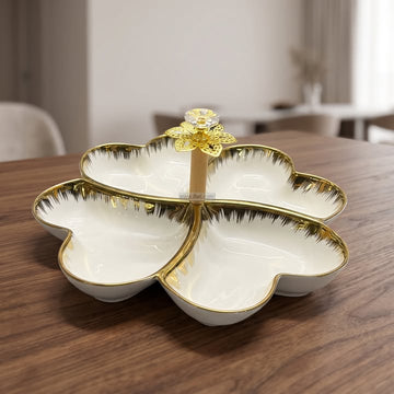 4 Part Ceramic Appetizer, Condiment, Dry Fruit Serving Dish HR2563