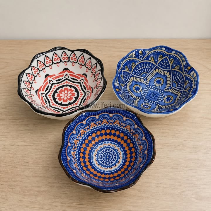 3 Pcs Ceramic Firni, Dessert Serving Bowl Set RY64957