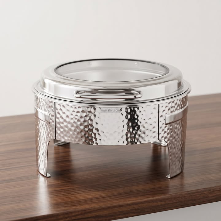 11 Inch Hammered Design Stainless Steel Golden Chafing Dish Food Warmer with Lid AZM039