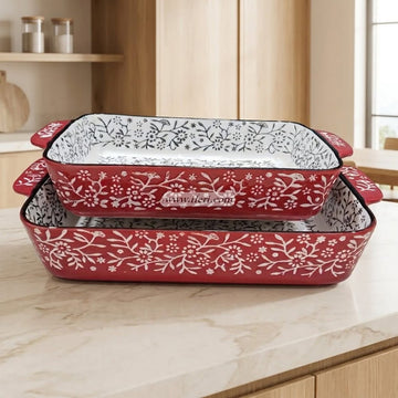 2 Pcs Rectangular Shape Ceramic Casserole Dish OMR2239