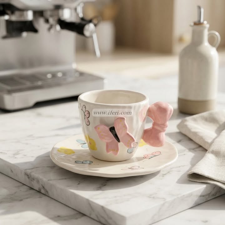 Single Piece Ceramic Tea & Coffee Cup with Saucer Set OMR2384