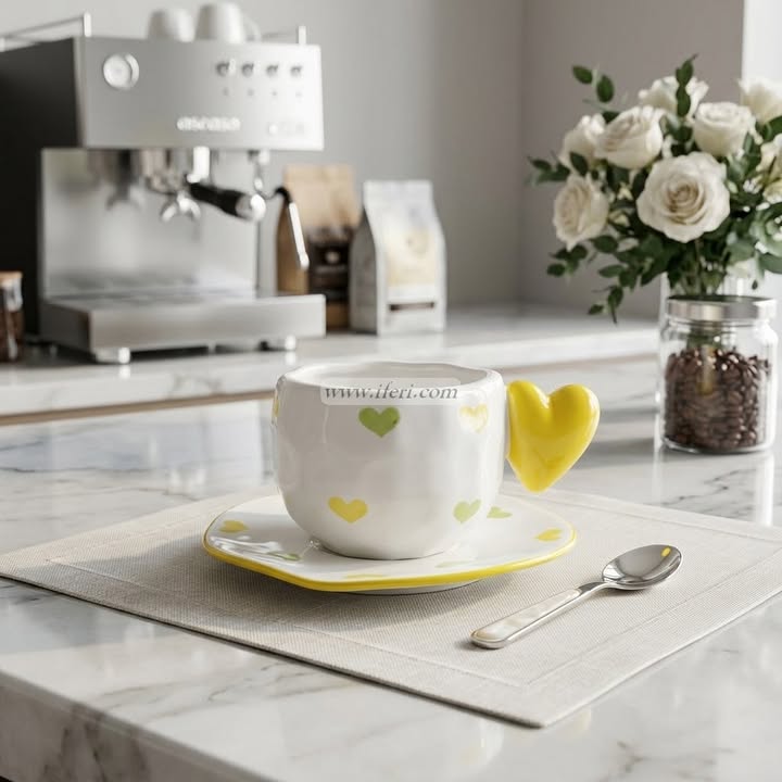 Single Piece Ceramic Tea & Coffee Cup with Saucer Set OMR2308