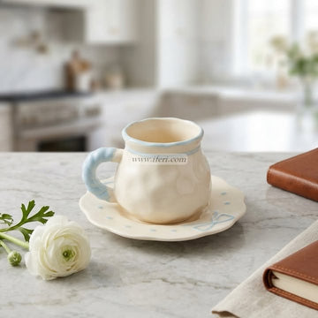Single Piece Ceramic Tea & Coffee Cup with Saucer Set OMR2365