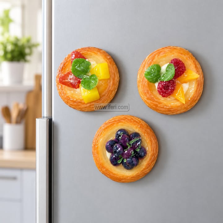 3 Pcs Multidesign Fruit Tart Fridge Magnet Set GA2087