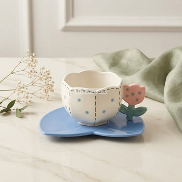 Single Piece Ceramic Tea & Coffee Cup with Saucer Set OMR2361