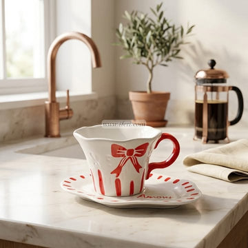 Single Piece Ceramic Tea & Coffee Cup with Saucer Set OMR2317