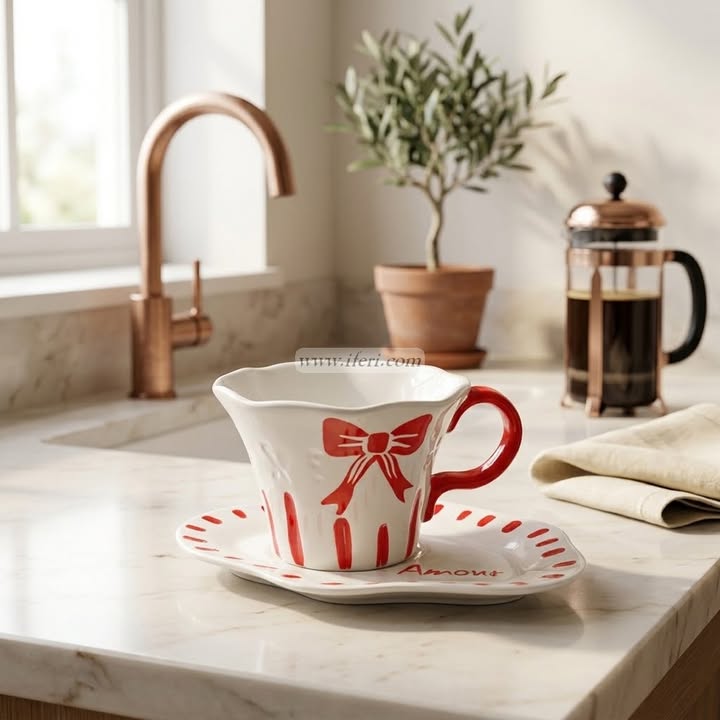 Single Piece Ceramic Tea & Coffee Cup with Saucer Set OMR2317